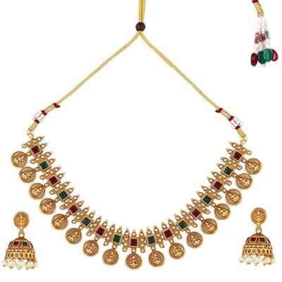 Necklace Set For Women | Pearls jewellery set for Women | Gold plated Jewellery Set | Temple jewellery set for Womens Traditional