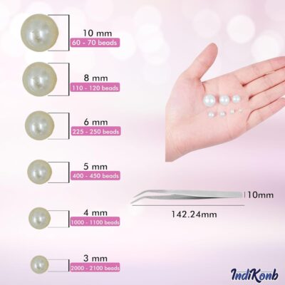Half Cut Pearls for Jewellery Making Craft, Round Flat Back Pastable Acrylic Pearls for Art, Craft, Scrapbooking, Decoration (Cream, Small)
