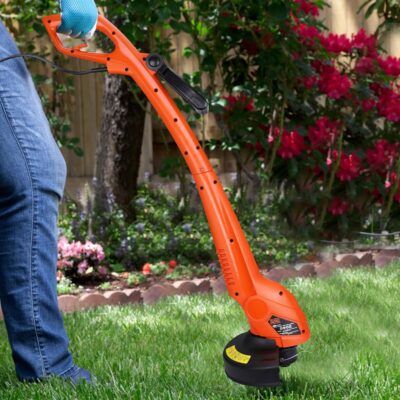 BLACK+DECKER GL350L 350W Corded String Trimmer, 12000 RPM, 23 cm (9") Cutting Width, 220-240V, 2.87m Cable Length, 1.6 kg, Dual Handed, Ideal for Light Trimming Maintenance in Weeds & Grass