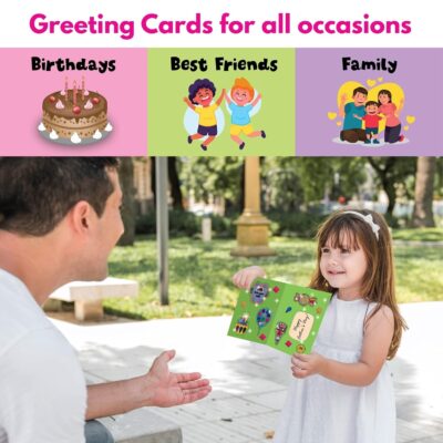 SparkLPlay Greeting Card Making Kit for Kids | DIY Foil Art & Craft Set for Ages 4–9 | Make 6 Greeting Cards with Stickers, Templates & Foil Sheets | Creative Birthday Gift for Boys & Girls