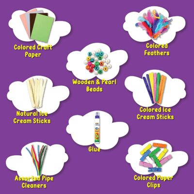 Asian Hobby Crafts 200+ Activities Art & Craft Kit | DIY Craft Materials Combo with Feathers, Pom Poms, Glitter, Stickers, Beads, Colors & Tools | Creative DIY Fun Kit for Kids 8+ (Multicolor)