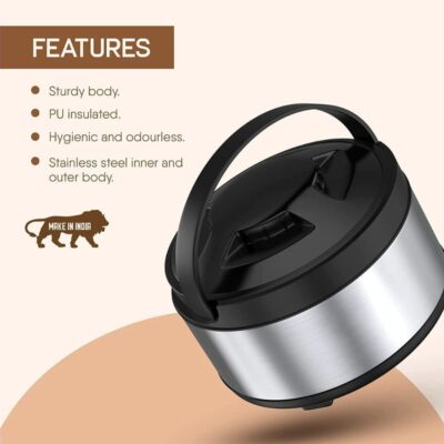 Mumma's LIFE Thermoware Casserole for Roti Hot Case | Stainless Steel Double Wall Insulated Hot Pot with Lid – 1500ml Hot Box for Chapati, Meals & Curries (Set of 1)