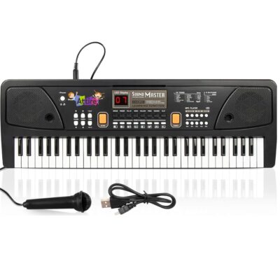 Attire Portable Electronic Digital Piano for Beginners – Includes Microphone, Educational Music Keyboard for Kids – Ideal Gift for Boys, Girls, and Toddlers (61 Key)