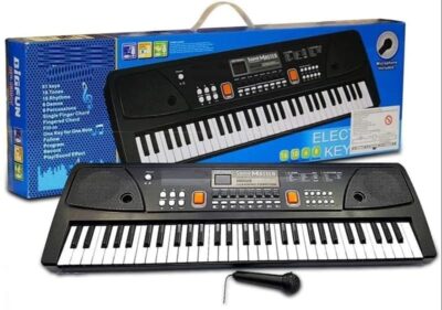 HOMOZE Electronic Digital Piano Keyboard 61 Keys – Portable Big Fun 630 Music Keyboard with Microphone & USB Cable, 8 Rhythms, 16 Tones, Song Recording Feature – Ideal for Beginners, Kids & Learners