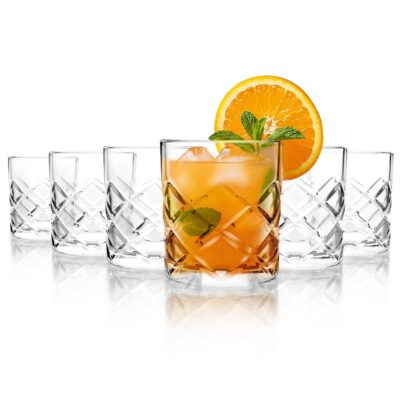 Cello Old Fashioned Juice Tumbler Glass Set of 6, 215ml Each | Dishwasher Safe |Comfortable Grip & Stackable |Perfect Glasses For Drinking Water, Juice, Cocktail, Cold Drinks | For Daily Use & Gifting
