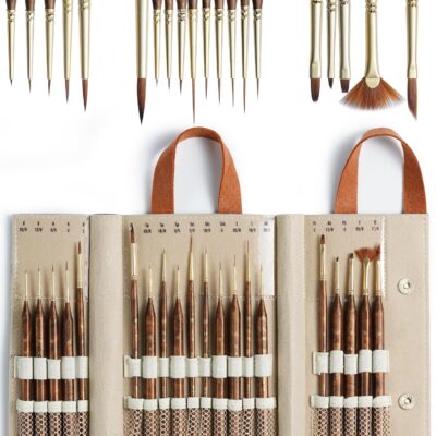 Artify Extreme Detail Paint Brushes, Miniature Paint Brushes for Models & Art Painting, 20pcs Mini Small Paint Brushes for Fine Detailing with a Handbag, Acrylic, Watercolor, Oil, Models,40K