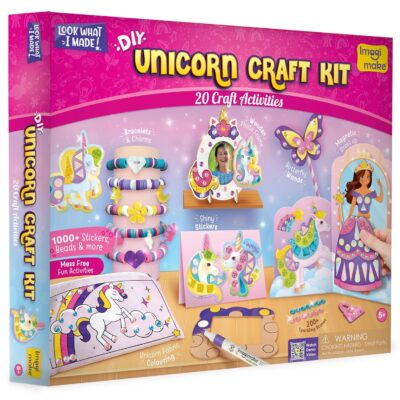 Imagimake Unicorn Craft Kit - 20+ Mess-Free Activities: Colouring,Painting,Bracelet Making,Magnetic Dress-Up - Art Kit for Girls Ages 5-10,Birthday Gift,Multicolor