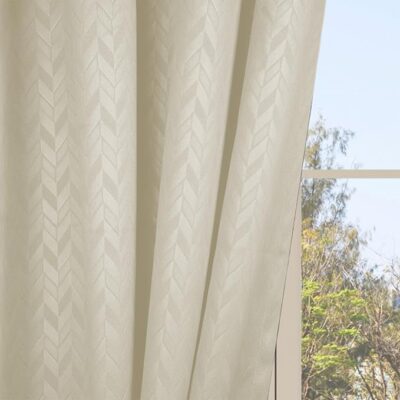 LINENWALAS 100% True Blackout Curtains 7 Feet Long - Set of 2 Panels, Herringbone Embossed Design Complete Light Block Thermal Insulated & Noise Reducing Room Darkening Curtains (Linen)