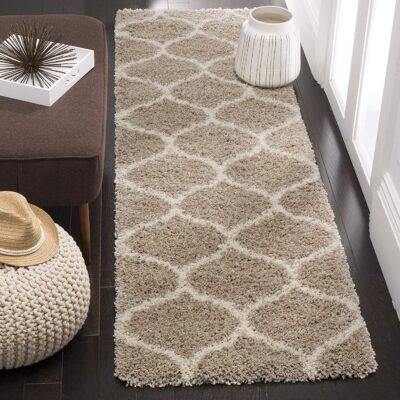 Naze Soft Shaggy Door Mat 40x60 cm – Non-Slip, Washable (Grey & Grey)