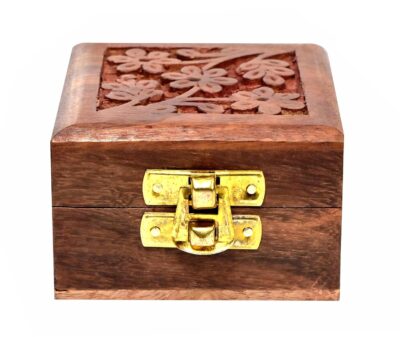 MPIRE Handicraft Wooden Mini Storage Box Small Size Organizer For Ear Rings, Rings and Nose Pins Storage Box Brown Gift Box (Brown)