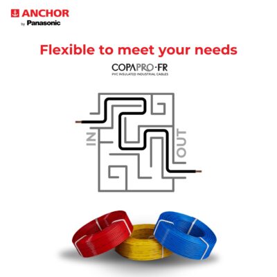 Anchor by Panasonic 0.75 mm COPAPro FR Electrical Wire, 90 Meter Fire Resistant 1 Core PVC insulated Pure Copper Wire, Anti Rodent Anti Termite Flexible Wire for Connections (BLACK, 96137BK-02)