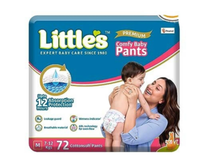 Little's Premium Comfy Baby Pants Medium Size Diapers (72 Pieces) | Soft Comfort, Superior Absorption & Leak Protection
