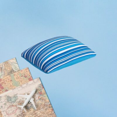2 Way Magic Travel Pillow (Blue Stripes) 1