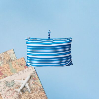 2 Way Magic Travel Pillow (Blue Stripes) 5