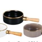 Lara round dish with wooden Handen