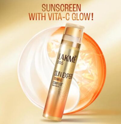 LAKMÉ Sun Expert 5% Nia C water-light Sunscreen gel SPF 50 Pa++++ Best for Oily Skin | Even toned & Glowing Skin |Helps reduce pigmentation | UVA/B Protection, No White Cast 56G