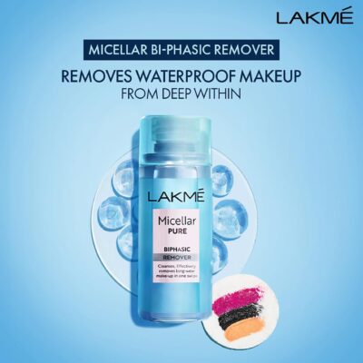 LAKMÉ Biphasic Micellar Face Cleansing Water 100Ml | Removes Waterproof Makeup | Oil And Water Formula