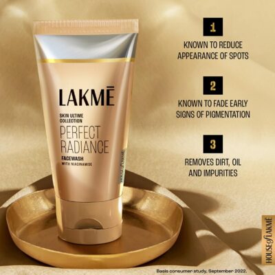 LAKMÉ Perfect Radiance Brightening Facewash With 98% Pure Niacinamide Complex | For Glowing Skin With Glycerin | Known To Reduce Pigmentation | 100Gm