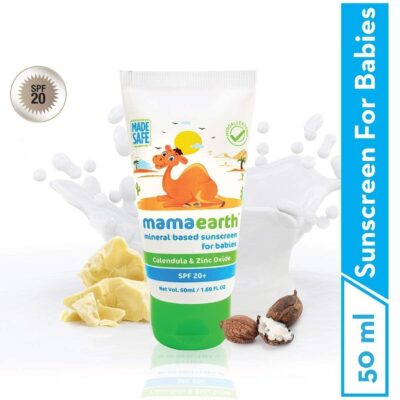Mamaearth Mineral Based Sunscreen - 50Ml | Infused With Calendula & Zinc Oxide | Protects Against Uv Rays With Spf 20, Deeply Nourishes & Soothes Skin, Sensitive