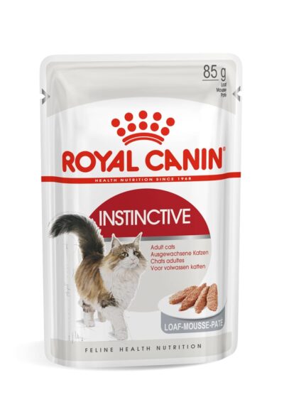 Royal Canin Instinctive, Adult Cat Food, 85 Grams, Pack of 12 Sachet, Wet Food, Supports Active Behavior, Urinary Tract Health & Renal Health, Instinctively Preferred