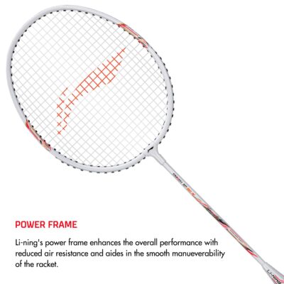 Li-Ning XP-90-IV Aluminum Strung Badminton Racket (2 x Rackets + 2 x Full Covers, White/Silver)