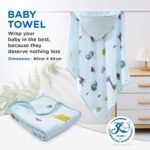 Mee Mee Hooded Baby Bath Towel for New Born | Wash Cloth, Quick Absorbent, Used for Baby Swaddling, Extra Soft Cotton Towels for Kids/Toddlers/Infants/Babies, Pack of 1, (Blue Deer/Elephant) 80X80 CM