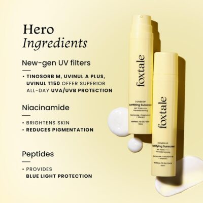 Foxtale SPF 70 Gel-Cream Sunscreen for Oily Skin | Oil Control Sunscreen with PA++++ & Niacinamide | UVA UVB Protection | Prevents Tan | Lightweight, Pore-minimising, No White Cast | 50ml