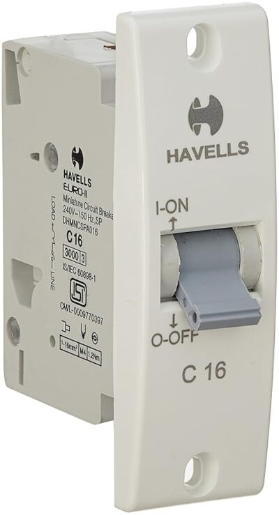 Havells DHMNCSPA016 PVC Plastic 16A SP C Mini MCB (White)