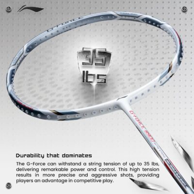 Li-Ning G-Force Extra Strong Badminton Racket with Full Cover | 3U | Maximum Tension ≤ 35 Lbs