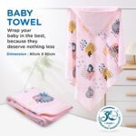 Mee Mee Hooded Baby Bath Towel for New Born | Wash Cloth, Quick Absorbent, Can be Used for Baby Swaddling, Extra Soft Cotton Towels for Kids/Toddlers/Infants/Babies, Pack of 1, (Pink Rain) 80X80 CM