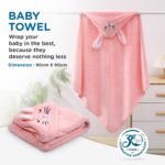 Mee Mee Hooded Baby Bath Towel for New Born | Wash Cloth, Quick Absorbent, Can be Used for Baby Swaddling, Extra Soft Cotton Towels for Kids/Toddlers/Infants/Babies, Pack of 1, (Pink Rabbit) 80X80 CM