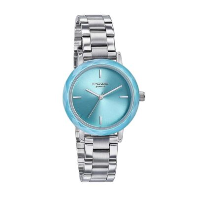 Sonata Poze Quartz Analog Blue Dial Metal Strap Watch for Women