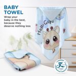 Mee Mee Hooded Baby Bath Towel for New Born | Wash Cloth, Quick Absorbent, Can be Used for Baby Swaddling, Extra Soft Cotton Towels for Kids/Toddlers/Infants/Babies, Pack of 1, (Blue Animals) 80X80 CM