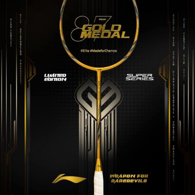 Li-Ning Gold Medal Limited Edition Strung Badminton Racket (Gold/Black) with Free Full Cover