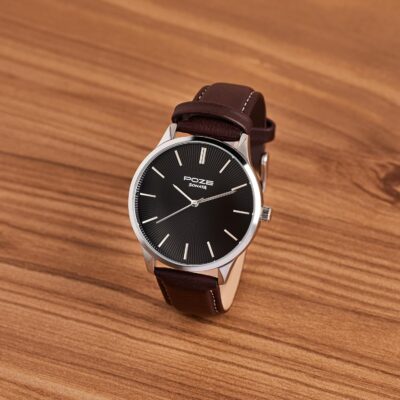 Sonata Poze Quartz Black Dial Brown Leather Strap Analog Watch for Men-SP70046SL01W