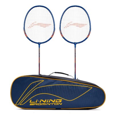 Li-Ning XP 303 Pro Aluminium Strung Badminton Racket (2xrackets + 1 Kit Bag, Navy/Red)