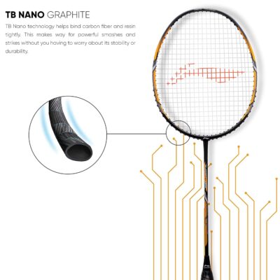 Li-Ning Turbo 99 Carbon Fiber Badminton Racket – Unstrung with Full Cover | Lightweight Power & Precision