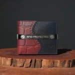 Maroon & Blue Stylish Leather RFID Blocking Wallet for Men – Designer Bifold