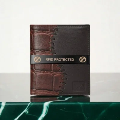 Al Fascino Brown Textured RFID Blocking Leather Wallet for Men – Premium Craftsmanship