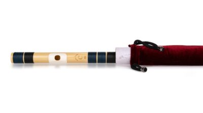 Radhe Flutes C Natural Middle Bansuri (Right-Handed) – Dark Blue & Black, Tuned to A=440Hz, PVC with Velvet Cover & Free Flute Lessons