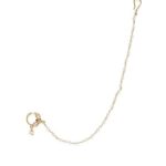Gold Plated Traditional and Ethnic Ruby Kundan Embellished Delicate Clip On/Non-Piercing Nose Ring/Nathani with Pearl Chain for Women Pack of 1