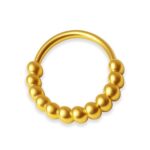 FASHIONS 18K Gold Plated Beaded Hoop Nose Ring Round Ball Bali Piercing Nosepin Lightweight Daily Nath Nose Stud Jewelry Wedding & Festive Look for Women & Girls