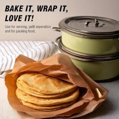 1kg 150 Meter Brown Butter Paper Roll 100% Natural & Safe, Food Grade, Microwave & Oven Safe, Non-Stick, Oil Free, Baking Paper 100% Biodegradable, Food Wrap Sheet