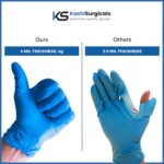 Kashi Surgicals Powder-Free Nitrile Hand Gloves – Food Grade, Latex-Free, Medical & Multi-Purpose Use – Medium, Blue, Box of 80 (Made in Malaysia)