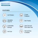 QUARANT 3 Ply Disposable Face Mask | Melt Blown-SMMS Fabric with Nose Clip & Travel Pouch | Blue | Pack of 100 | Unisex