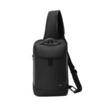 MOKOBARA The Transit Crossbody Sling Vegan Leather & Nylon 3 Compartment Chest Bag Casual Shoulder Daypack (Black 2.0)