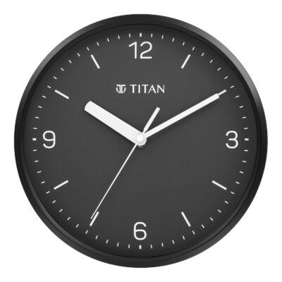 Titan Plastic Classic Black Analog Wall Clock with Silent Sweep Technology(25.5 X 25.5),25.5 Cm