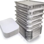Aluminum Silver Foil Container 750ml, Food Storage Disposable Containers with Lid for Kitchen (50, 750 ml) Silver