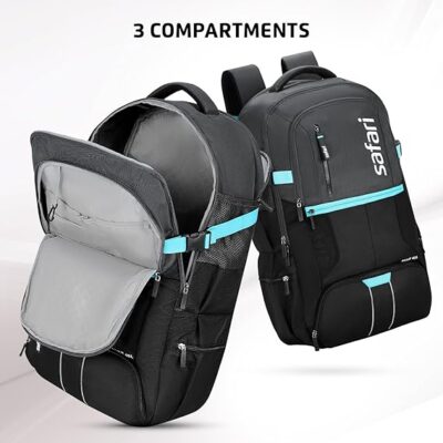 Safari Hulk Rucksack Laptop Bag with a Shoe Pocket, 2 Compartments, Compression Straps, Large Size Travel Bag, Ideal for 3-4 Days Staycations, Hiking, Trekking, Outdoor Activities