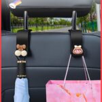 Car Backseat Headrest Hook, 4 Pcs Plastic Hanging Storage Holder, Car Organizer, Space Saving, Suitable for All Cars, Black
